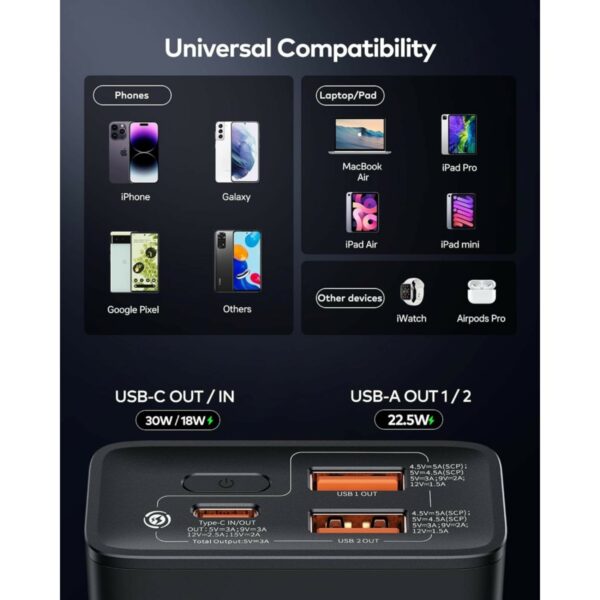 baseus adaman2 fast power bank 10000mah 30w (black)