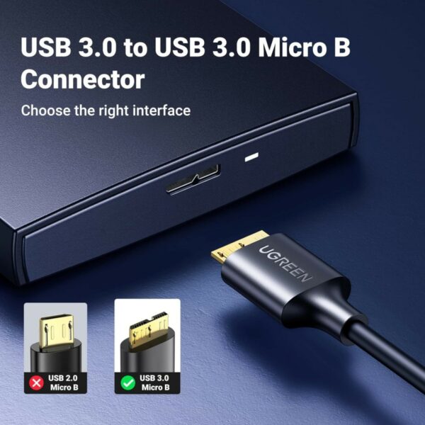 ugreen 10843 usb 3.0 a male to micro usb 3.0 male cable 2m (black)