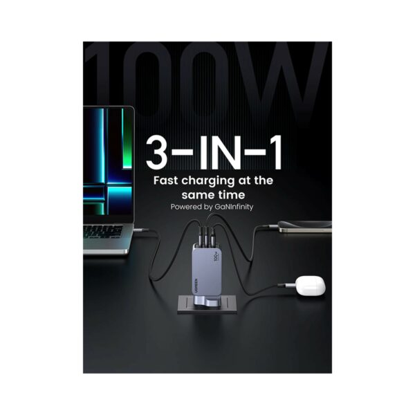 ugreen 25875 nexode pro 100w 3 port gan fast charger set uk