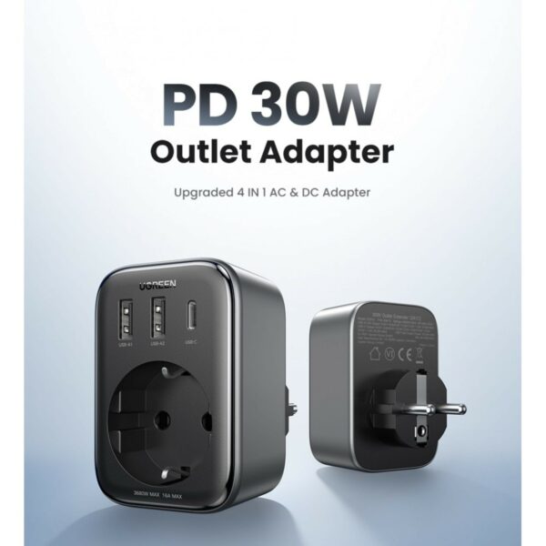 ugreen 15261 30w travel adapter (uk to eu)