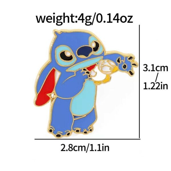 stitch playing with duck enamel pin