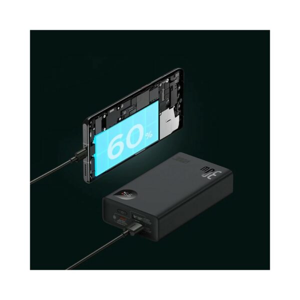 baseus adaman2 digital display fast charge power bank 30w 20000mah black (vooc edition)