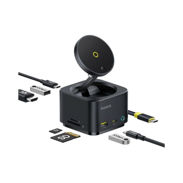 baseus magpro ii 7 in 1 hub wireless charger 15w black