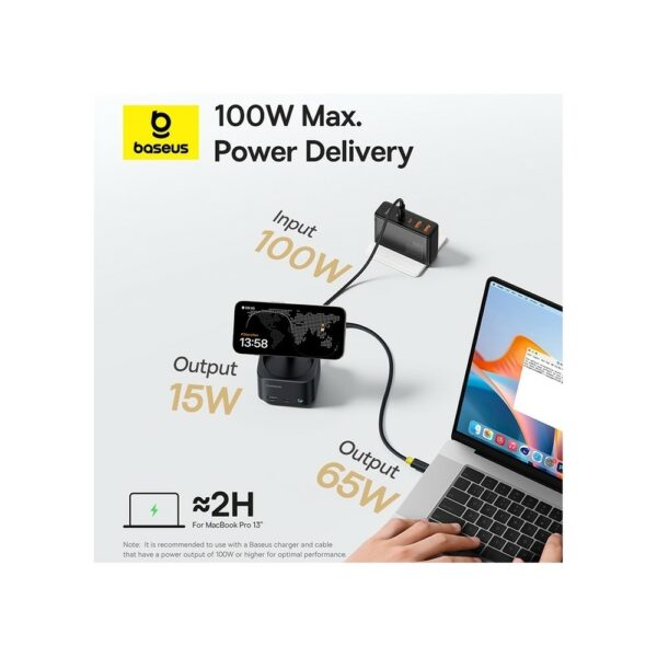 baseus magpro ii 7 in 1 hub wireless charger 15w black