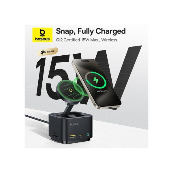 baseus magpro ii 7 in 1 hub wireless charger 15w black