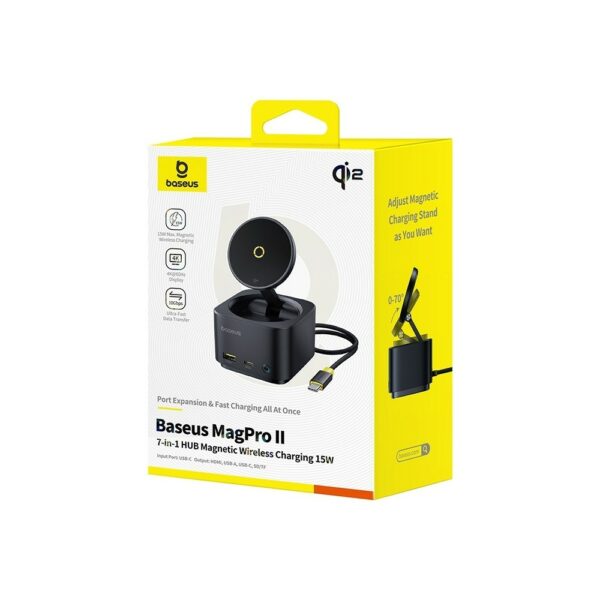 baseus magpro ii 7 in 1 hub wireless charger 15w black