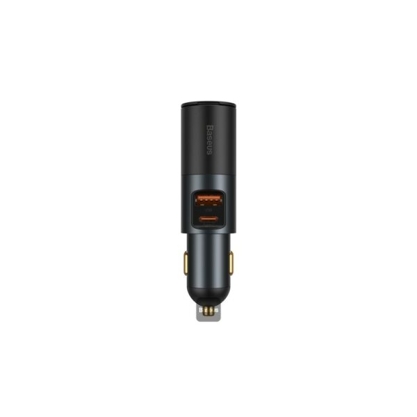 baseus share together fast car charger with cigarette lighter port u+c 120w gray (ccbx 120cx)
