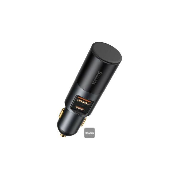 baseus share together fast car charger with cigarette lighter port u+c 120w gray (ccbx 120cx)
