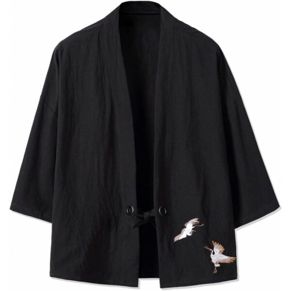 crane embroidery haori kimono harajuku japanese style plus size men samurai costume (1)