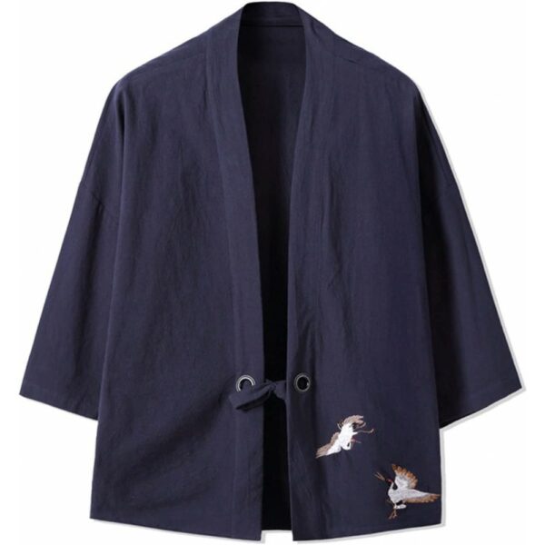 crane embroidery haori kimono harajuku japanese style plus size men samurai costume