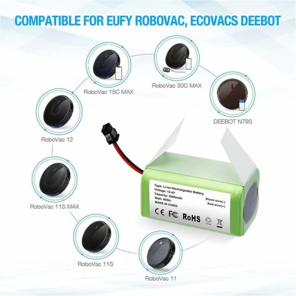 eufy robovac & ecovacs deebot li ion cylindrical rechargeable battery 2600mah (pa04)
