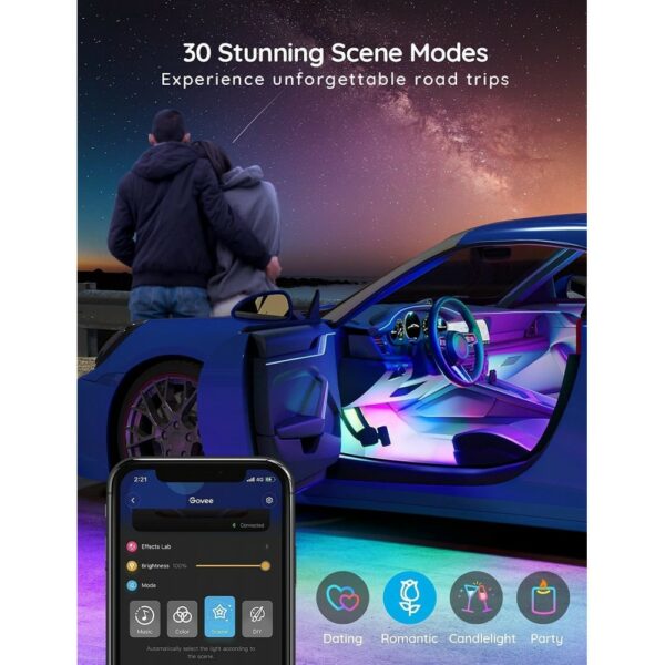 govee rgbic interior car lights without remote control (h7090)
