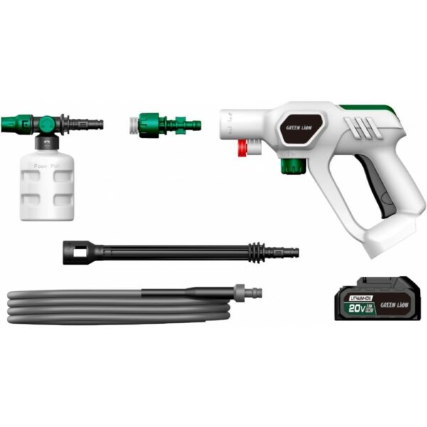 green lion wireless pressure wash gun 130w 2000mah (gnclngunwh)