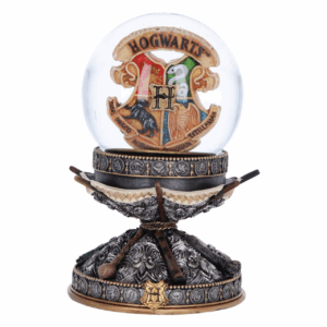 harry potter silver snow globe with wand (16.5cm)