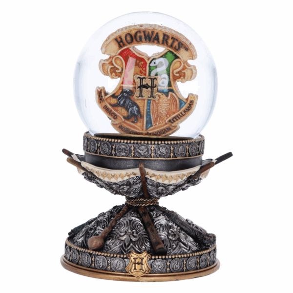 harry potter silver snow globe with wand (16.5cm)