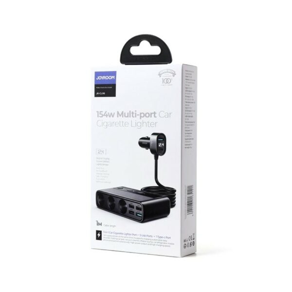 joyroom 154w car charger adapter with three sockets +six ports (pd+qc3.0+usb*4) ( jr cl06 )