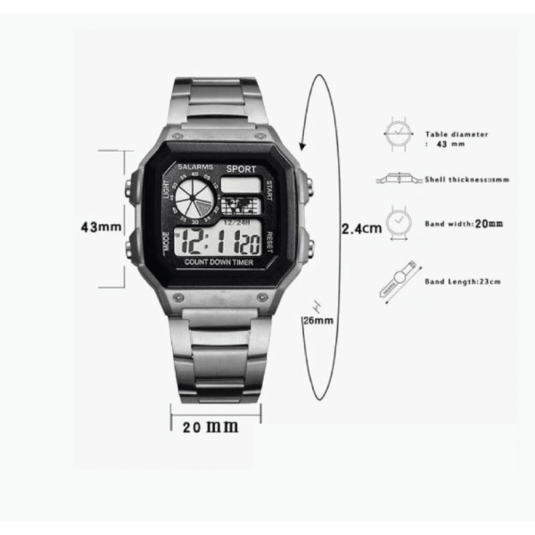 stainless steel digital watch