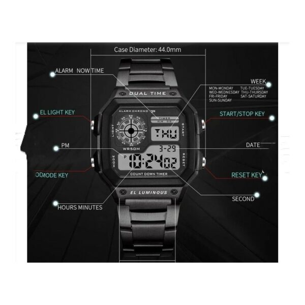 stainless steel digital watch