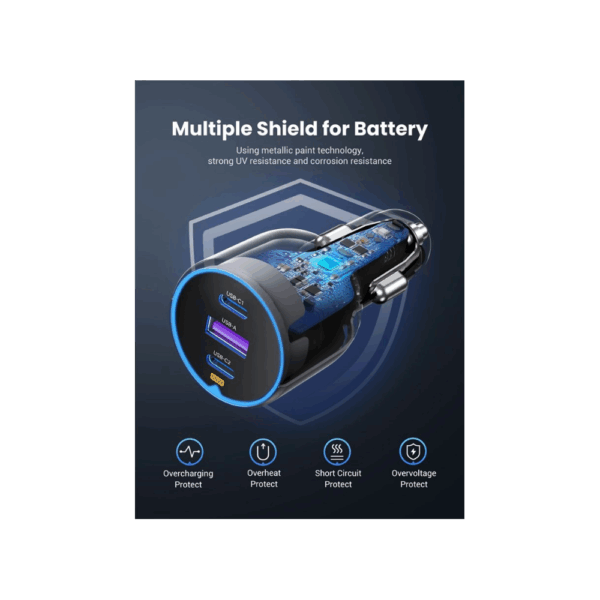 ugreen 35024 75w 3 port fast car charger