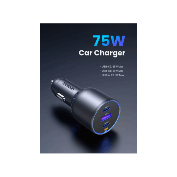ugreen 35024 75w 3 port fast car charger