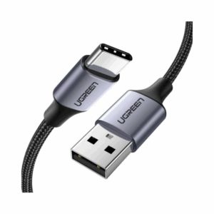 ugreen 60128 usb a 2.0 to usb c cable nickel plating aluminum braid 2m (black)