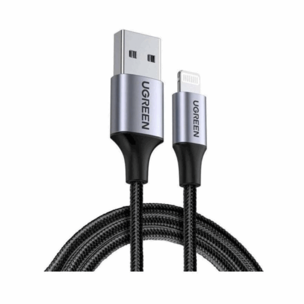 ugreen 60156 lightning to usb cable alu case with braided 1m (black)