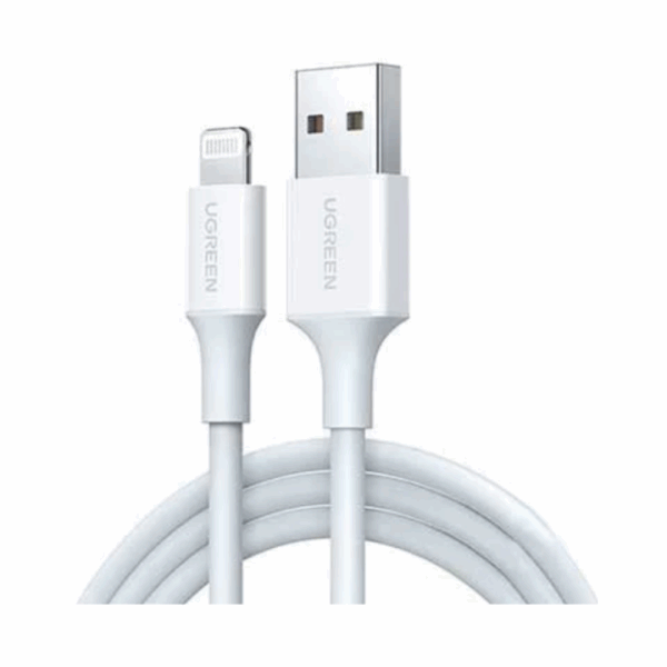 ugreen 20728 usb a male to lightning male cable nickel plating abs shell 1m (white) (6957303827282)