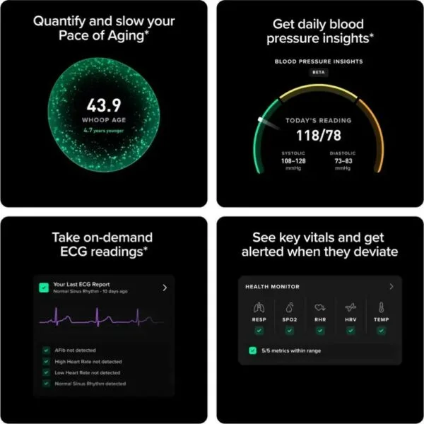 WHOOP MG Life – Tracker Santé Et Fitness – Obsidienne/Titane – Neuf Sans Abonnement