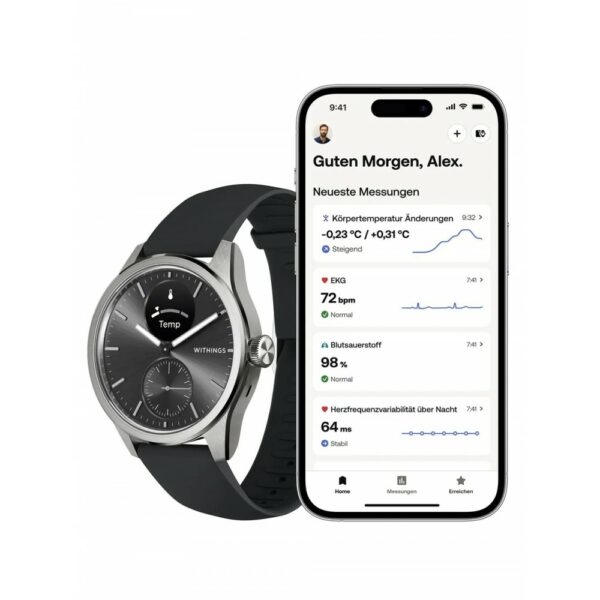 withings smart watch scanwatch 42mm black (wh hwa10)