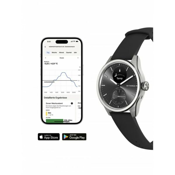 withings smart watch scanwatch 42mm black (wh hwa10)