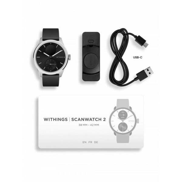 withings smart watch scanwatch 42mm black (wh hwa10)