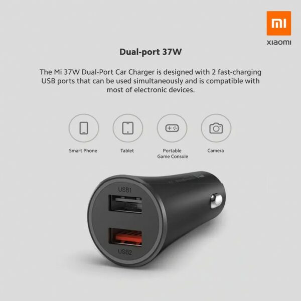 xiaomi mi dual port car charger 37w