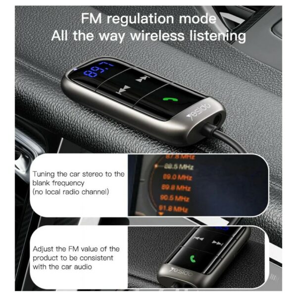 yesido yau32 wireless aux car fm receiver audio adapter