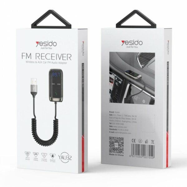yesido yau32 wireless aux car fm receiver audio adapter