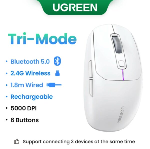 ugreen 15629 3 modes mouse white