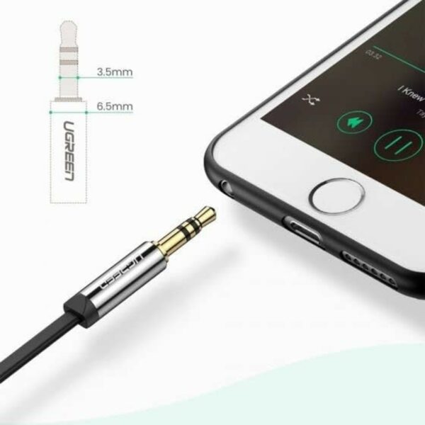 ugreen 10597 3.5mm male to 3.5mm male straight to angle flat cable 1m (black)