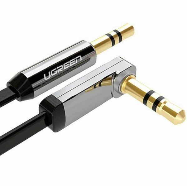 ugreen 10598 3.5mm male to 3.5mm male straight to angle flat cable 1.5m (black)