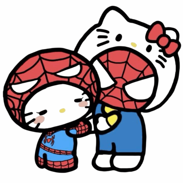 hello kitty and spider man enamel pins