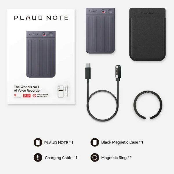 plaud note ai voice recorder (black magnetic case included)