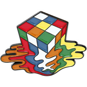 melting rubik cube enamel pin