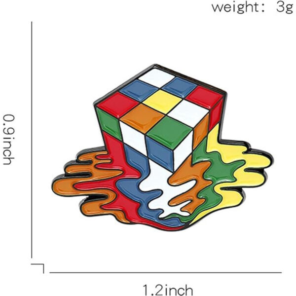 melting rubik cube enamel pin
