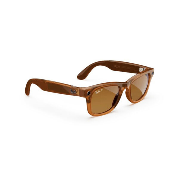ray ban meta wayfarer shiny caramel transparent/ polar brown