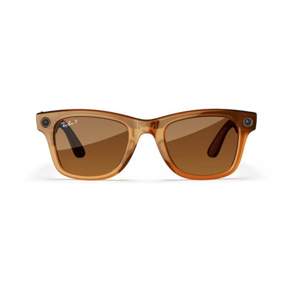 ray ban meta wayfarer shiny caramel transparent/ polar brown