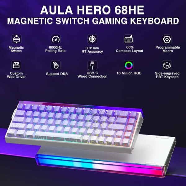 aula hero 68 he 60% wired gaming keyboard dragon king magnetic switch