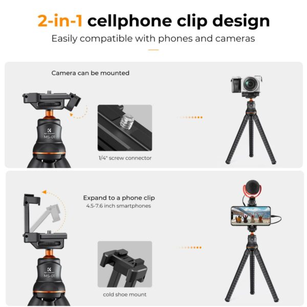 k&f concept camera mini flexible tripod