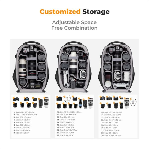 k&f concept hard shell camera backpack kf13.134
