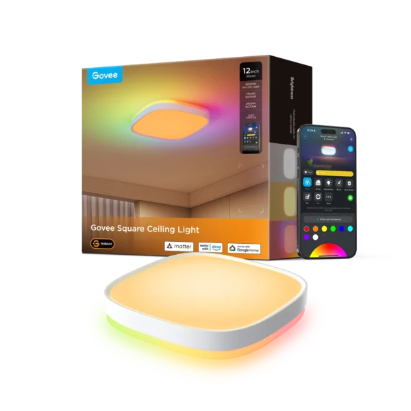 govee 12 inch rgbww + rgbic square smart ceiling light (h80a4)