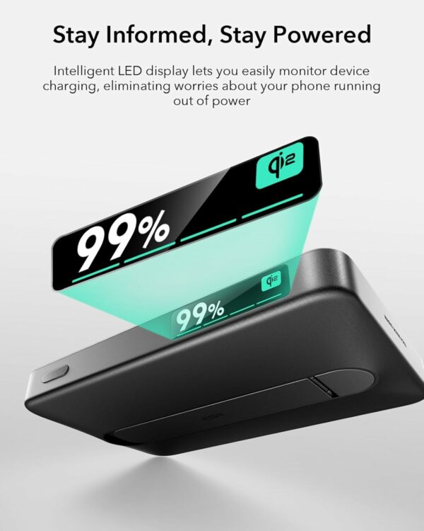 esr qi2 magslim kickstand power bank 10,000 mah – black