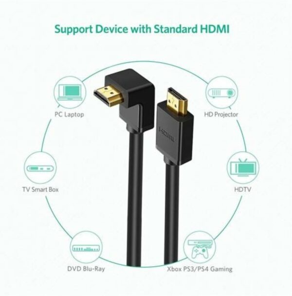 ugreen 10121 hdmi cable right angle 90 degree 2m (black)