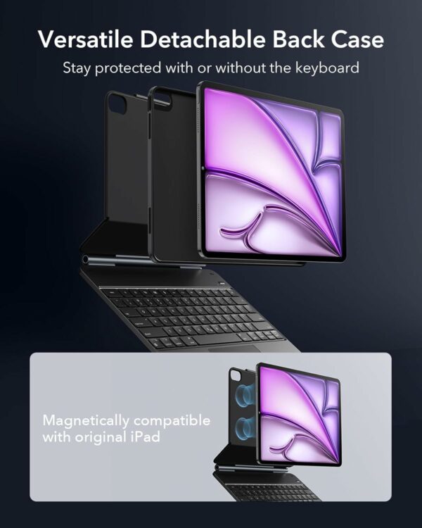 esr rebound magnetic keyboard case 360 – ipad air 13 (2025/2024), us layout, black